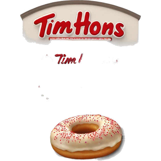 “Tim Hortons store with a red and white color scheme, featuring the classic Tim Hortons logo, a warm and welcoming design that represents a popular coffee and donut shop.” emoji