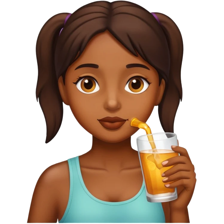 Brown skin girl drinking  emoji