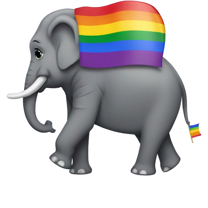 elephant with gay pride flag  emoji