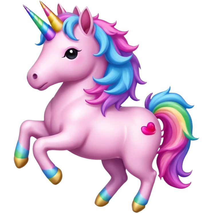 Pink fluffy unicorn dancing on a rainbow  emoji