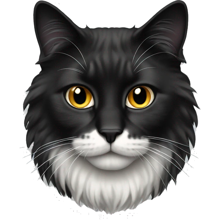 long haired cat half black half white black jaw emoji