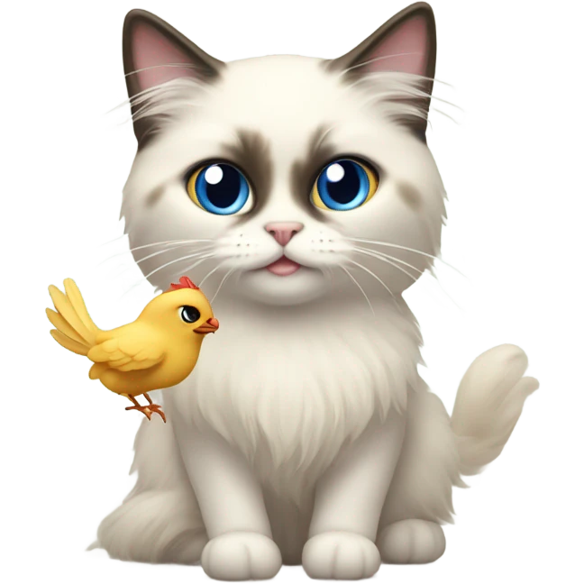 ragdoll cat with chicken  emoji