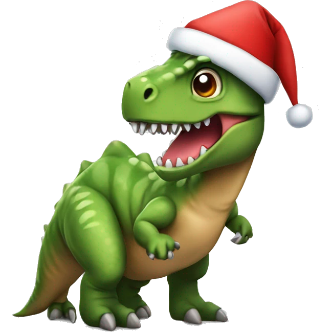 Dinsosaur wearing a Santa hat emoji