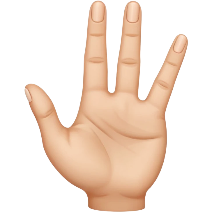 The hand by the palm, the middle finger bent inward, the other fingers are upright and the hand slightly tilted emoji