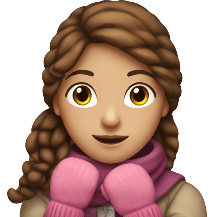 brown haired girl wearing mittens emoji