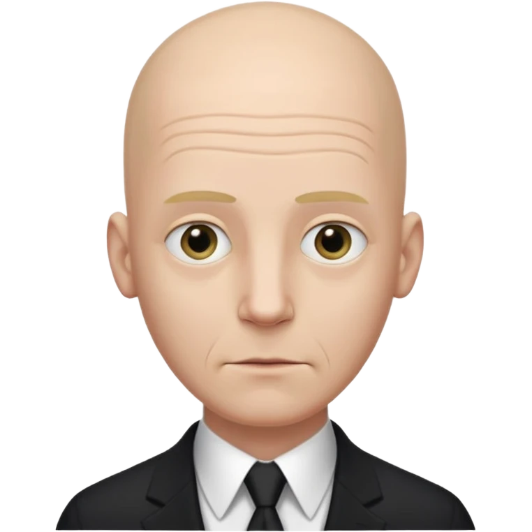 Extremely tall, pale gray-skinned man with a bald head, heavy brow, sunken eyes, a long gaunt face, and a black suit with a white shirt collar visible. emoji