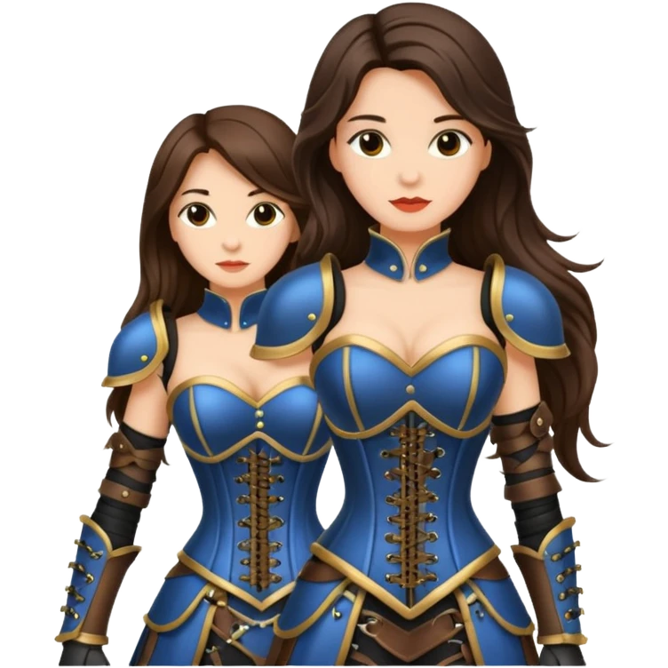long hair brunette woman with corset armour emoji