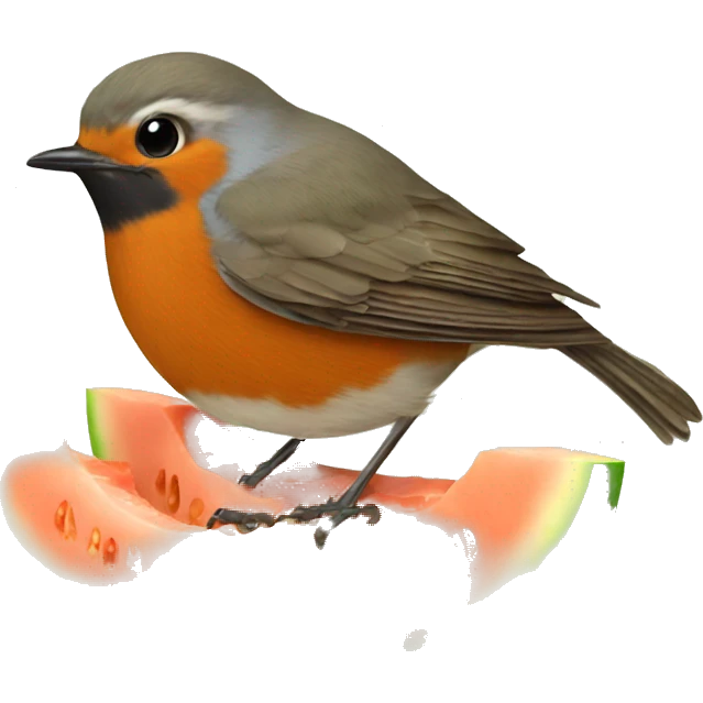 Robin eating melon emoji