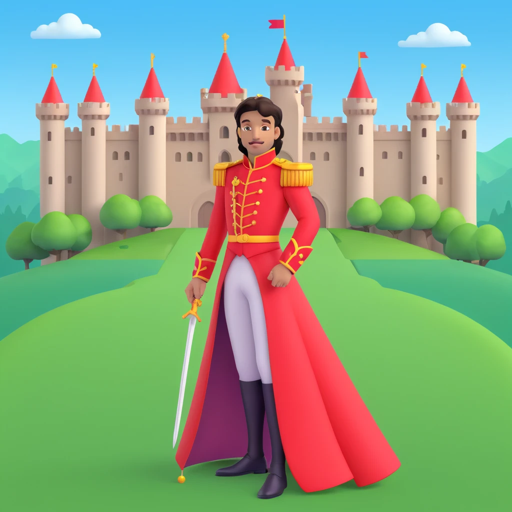 prince in red dress, royal castle background emoji