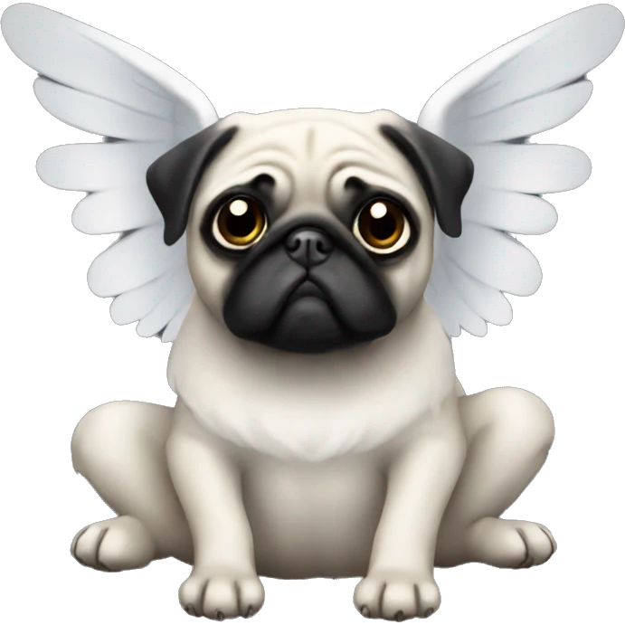 Black pug angel  emoji