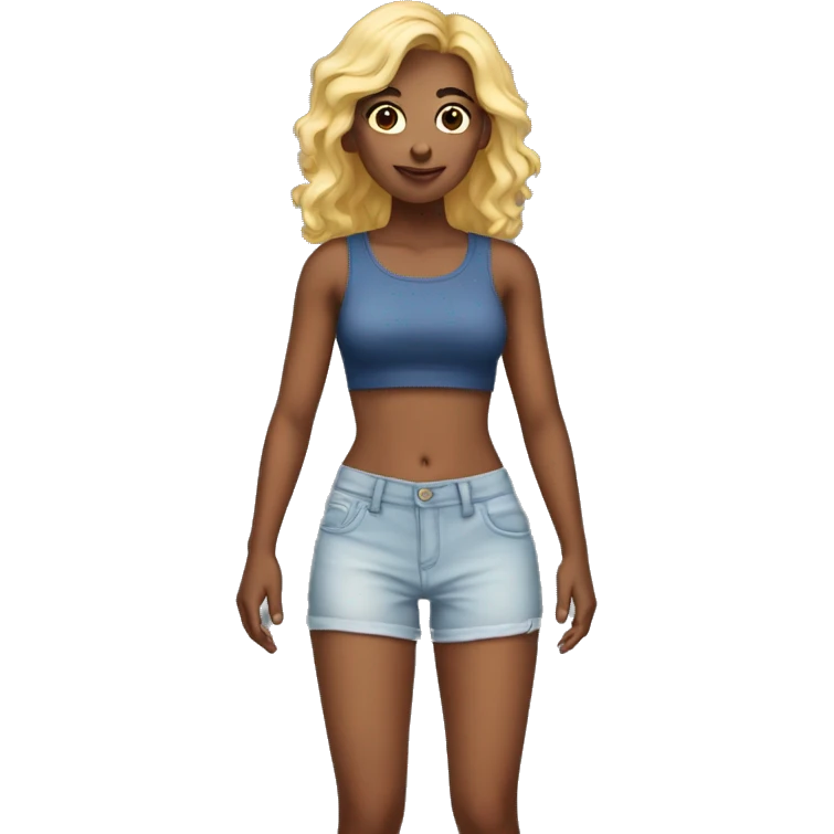 a girl without crop top and shorts emoji