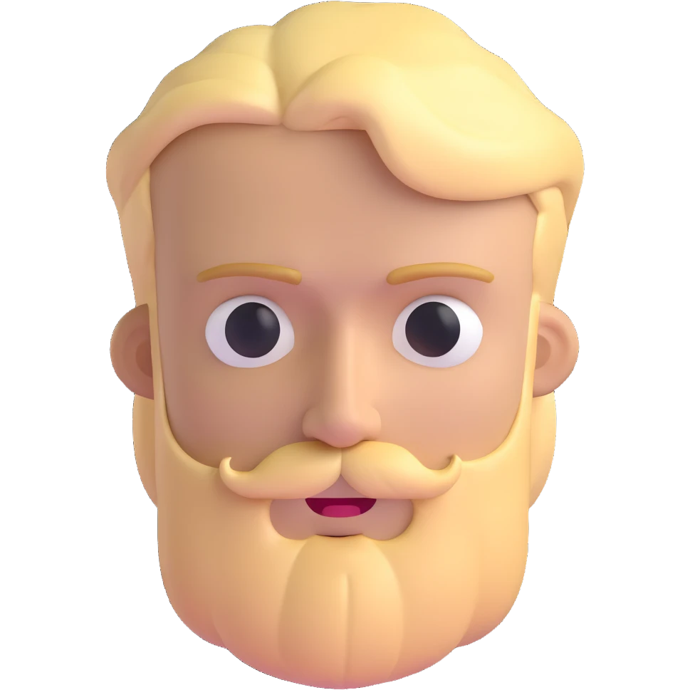 blond man with beard and eyes squinting emoji