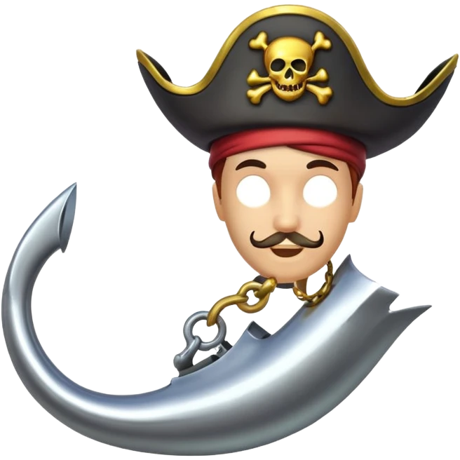 Pirate Hook, clean vector emoji, with rich details, no face on objects, white background emoji