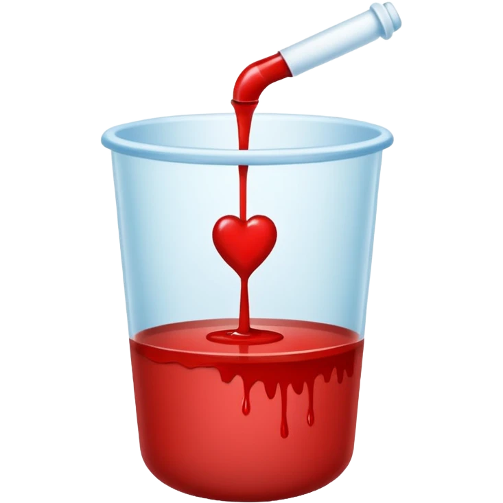 urina com sangue em um copinho de coleta emoji