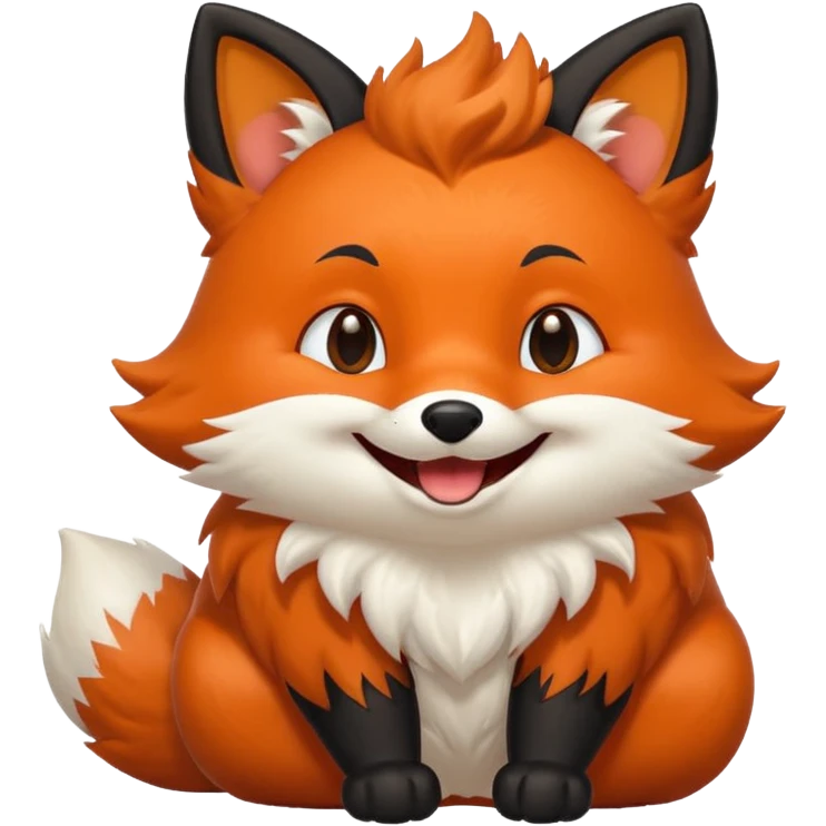 Floofy the Creampuff fox blackish away laughing, chubby. Black paws orange color emoji