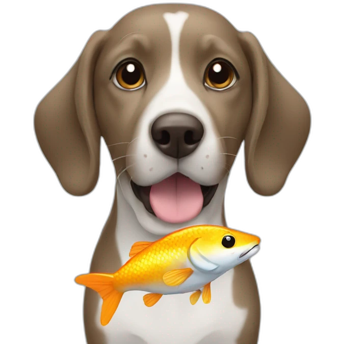 Dog with fish in the mouse emoji