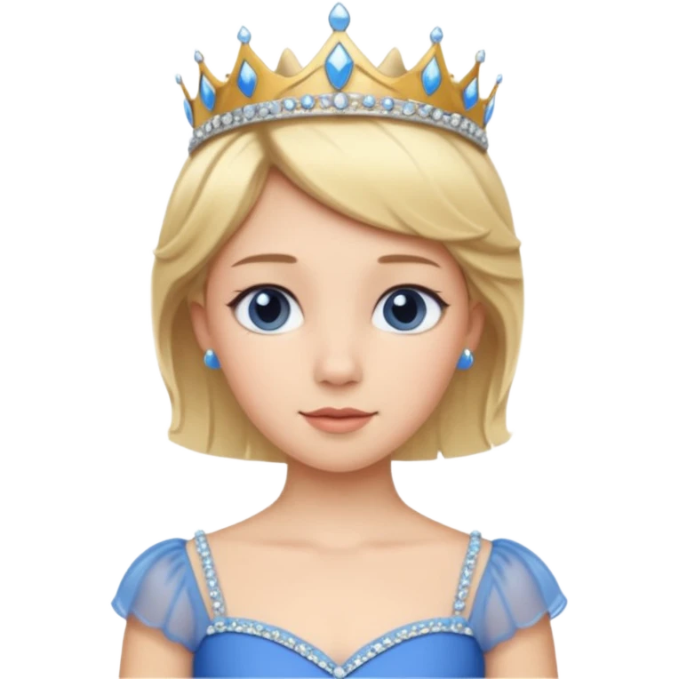 Princess in Blue Dress with Tiara, short Blonde Hair emoji