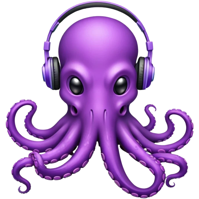 Purple octopus wearing headphones   emoji