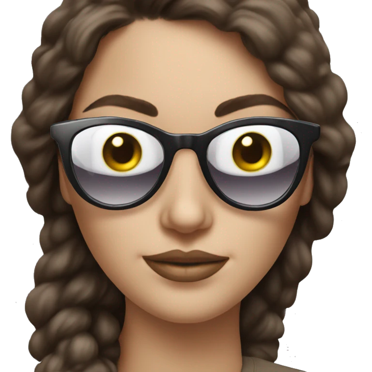 Hyperrealistic cheeky brunette white woman sunglasses  emoji