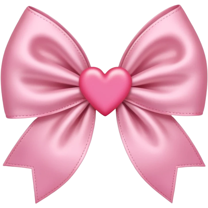 dainty pink bow in coquette style, heart in the middle, soft and whimsical emoji