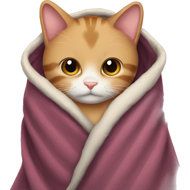 Cat cozy in blanket emoji