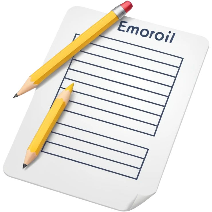 multiple choice test paper with a pencil emoji