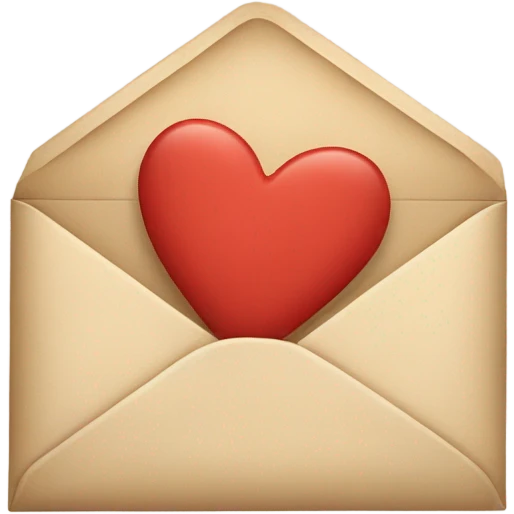 beige envelope with letter and heart emoji