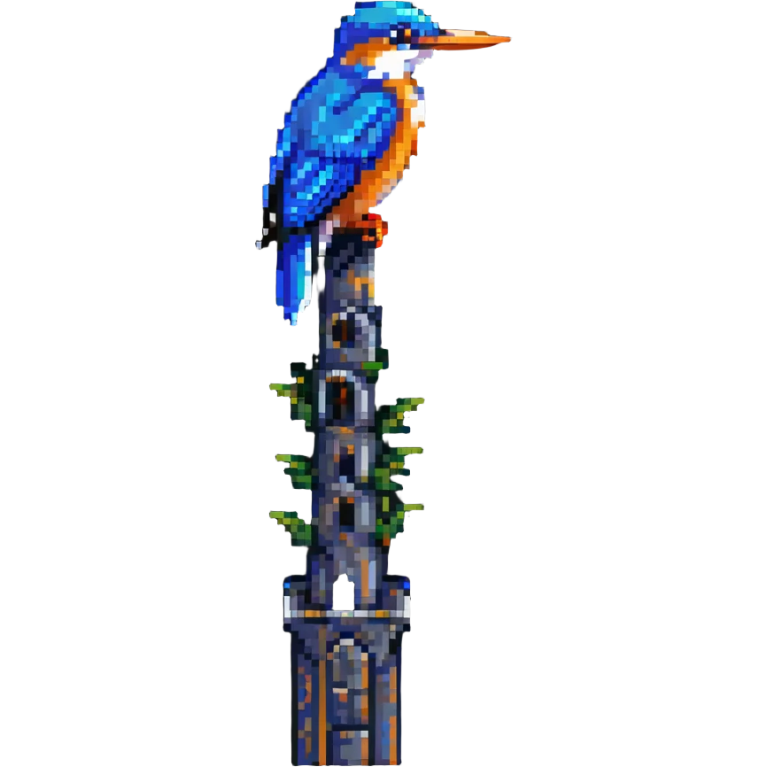 kingfisher bird on a tall tower emoji