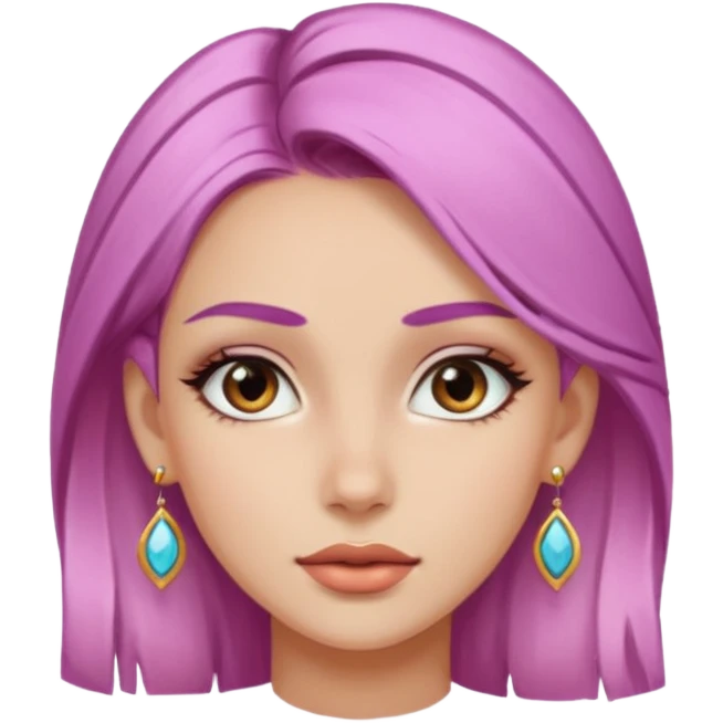 very pretty candy shop girl face with unique color hair and earrings emoji