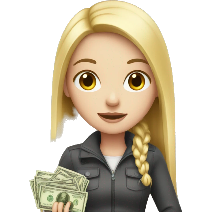 white girl paying money emoji