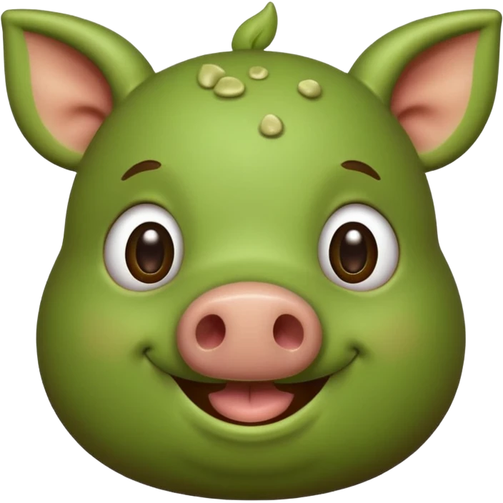 Green pig with big poop emoji