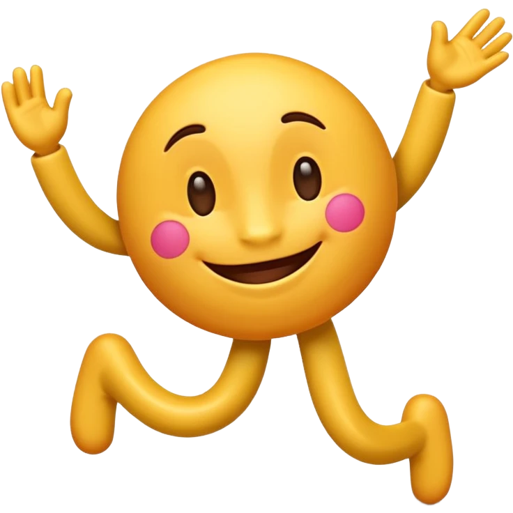 A cute 3D emoji of the English letter 'A' with cartoon arms and legs, dancing happily. Vibrant colors, expressive eyes, smiley face, high quality, white background, sticker style, glossy finish. emoji