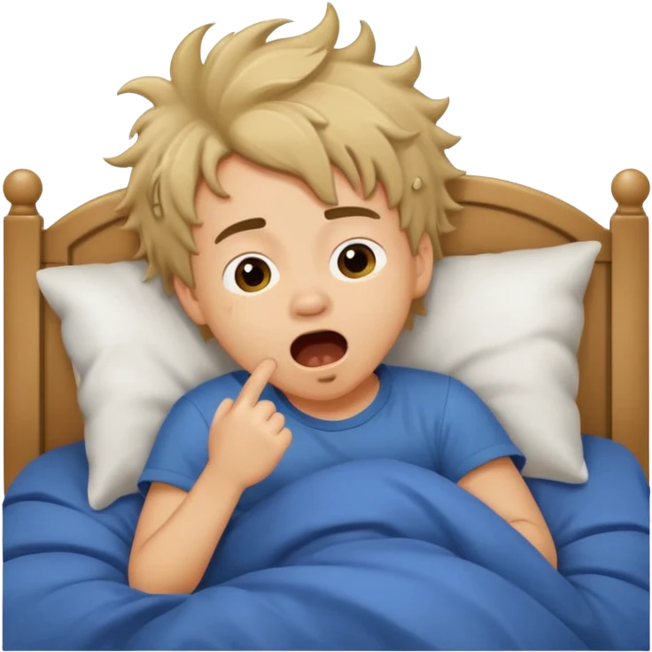 emoji- of a cute boy waking up in bed emoji