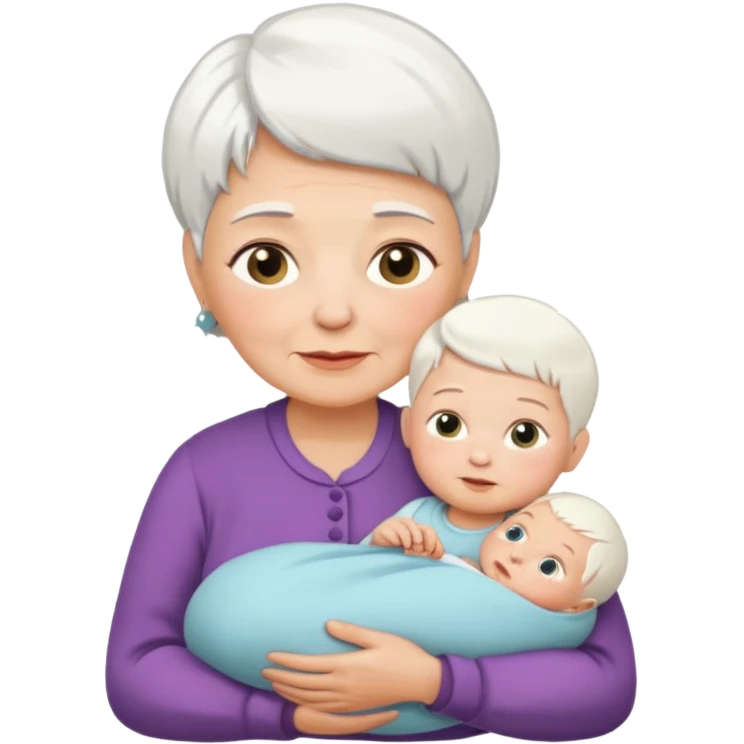 grandmother with short hair white and newborn baby   emoji