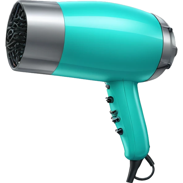 Realistic isolated turquoise hair dryer emoji