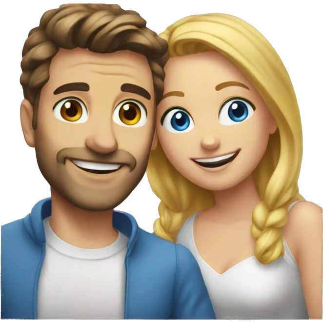 happy couple selfie by window boy blue eyes emoji