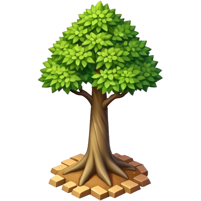 isometric rugged small tree emoji