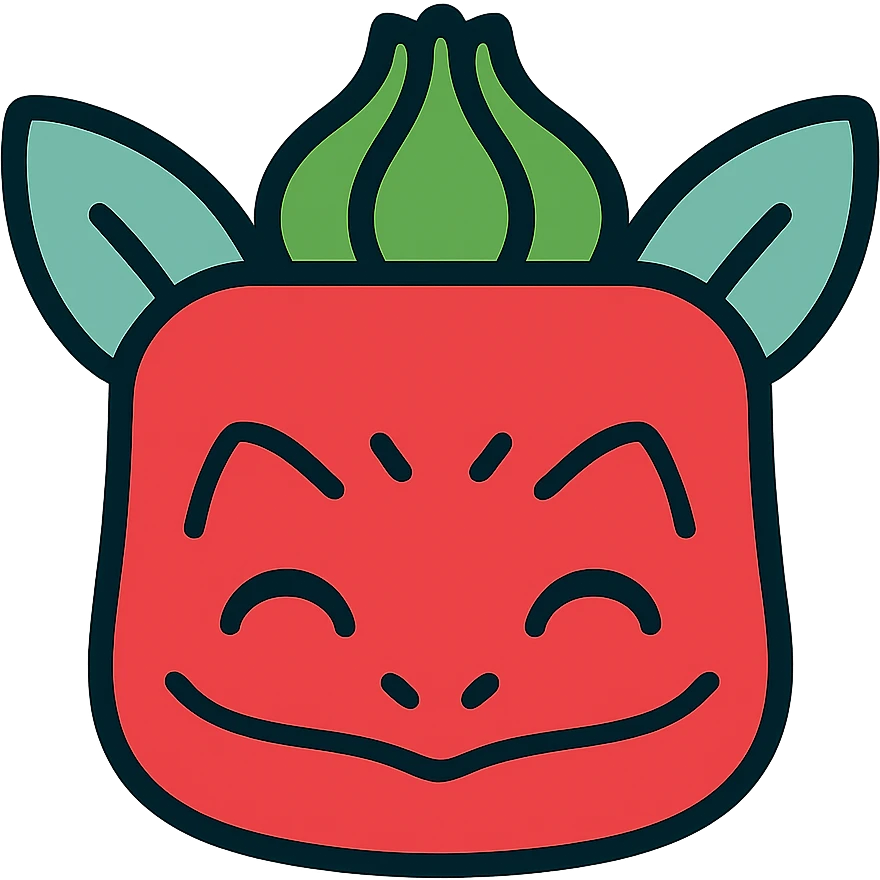 Remove the music note, keep only Bulbasaur in the style of the rednote app icon, modern with a red color palette, no background. emoji