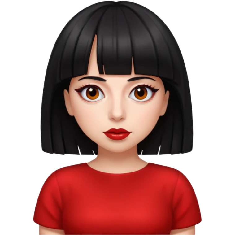Create lady gaga with a red dress and black short hair with bangs emoji