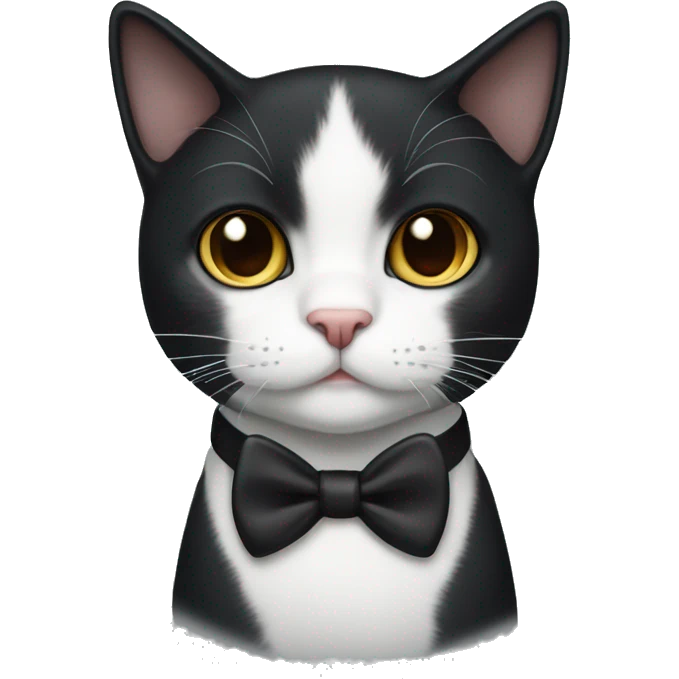 Tuxedo cat with white chin and small white mustache  emoji