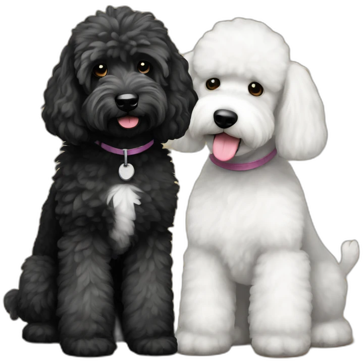 Black goldendoodle and white poodle best friends emoji