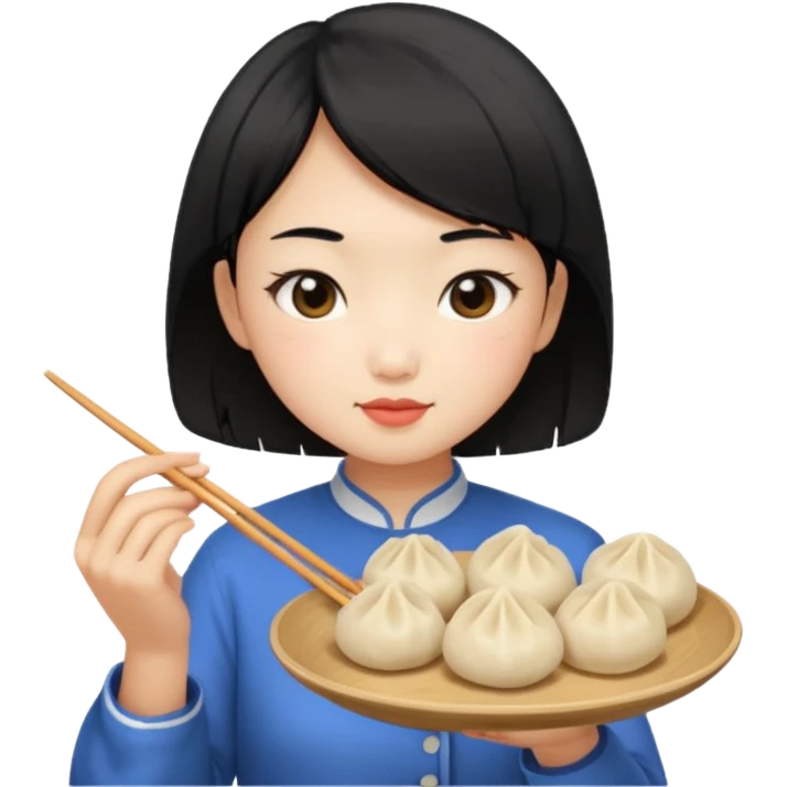 Asian girl with short black hair mixed with a dumpling emoji