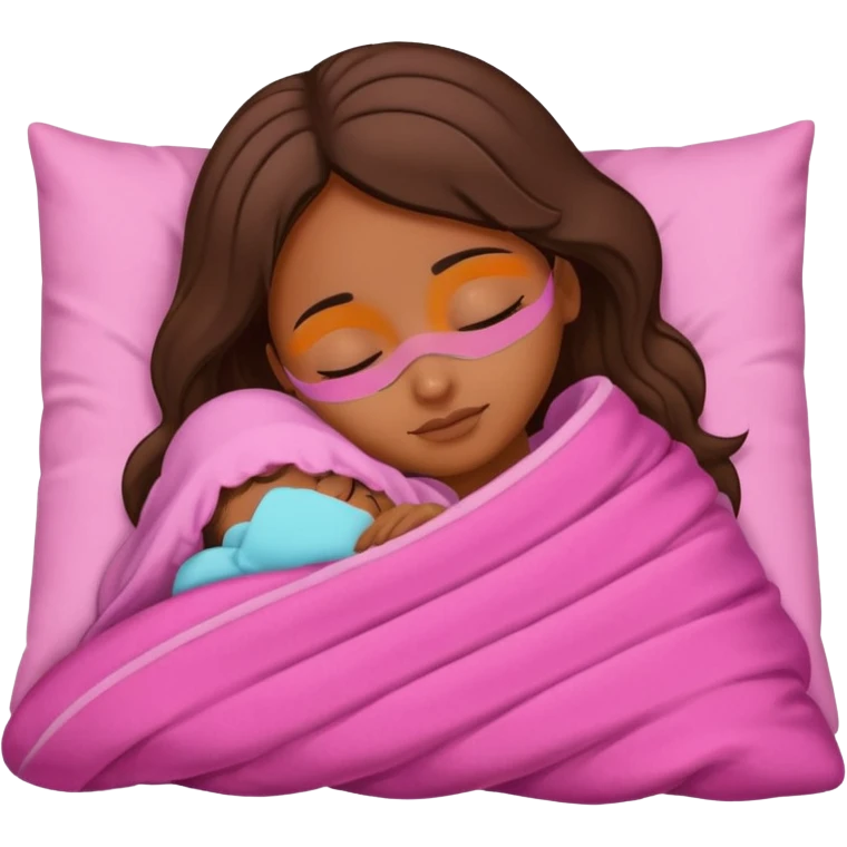 chica morena durmiendo con manta rosa emoji