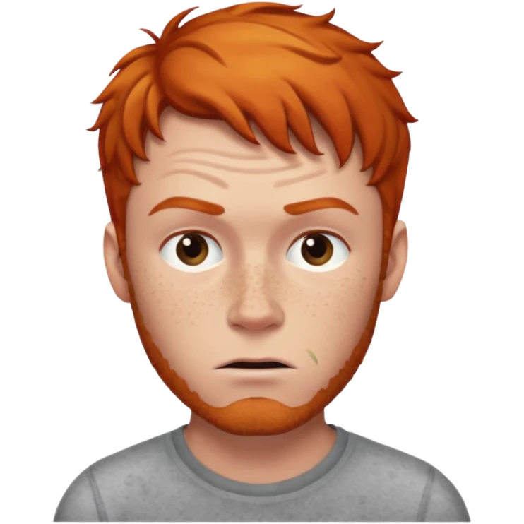 A ginger haired man raising his eyebrow in a questioning way emoji