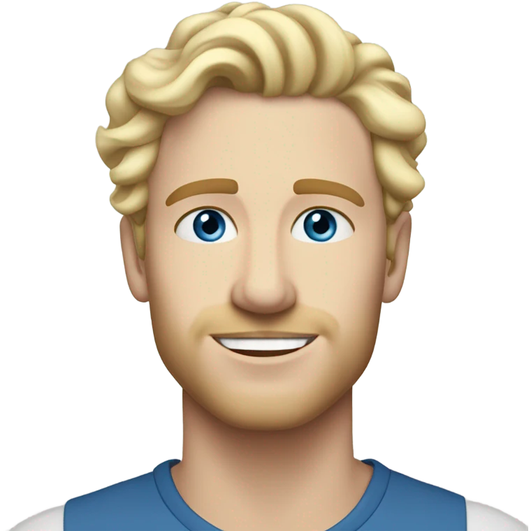 3/4 profile light curl blonde 30yo man blue eyed pale skin emoji
