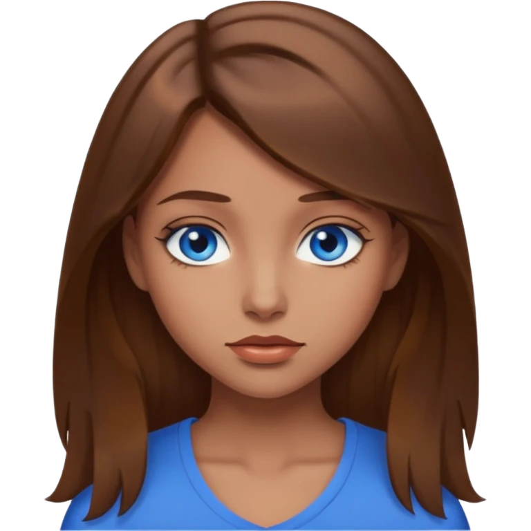 Sultry emoji brown hair blue eye girl emoji