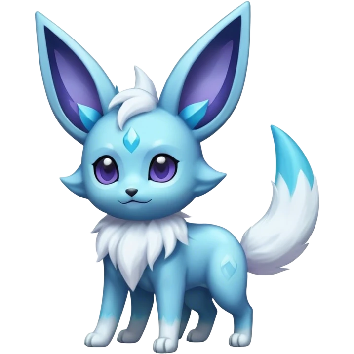 Fluffy celestial Glaceon-Espeon-Umbreon-hybrid, full body emoji
