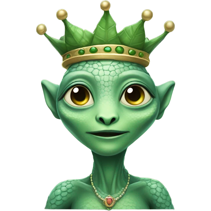 Pregnant reptilian alien woman, full body, have a crown emoji