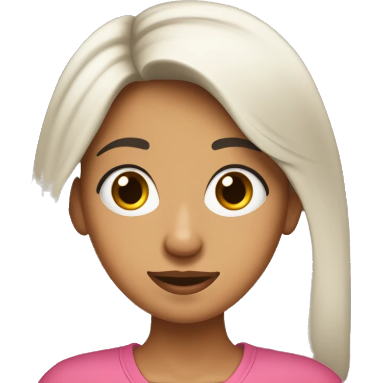 Adolescente morena con cabello liso y corona rosada quiñando el ojo y sancando la lengua emoji