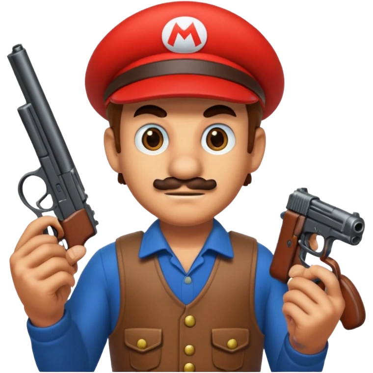 Mario with a gun emoji